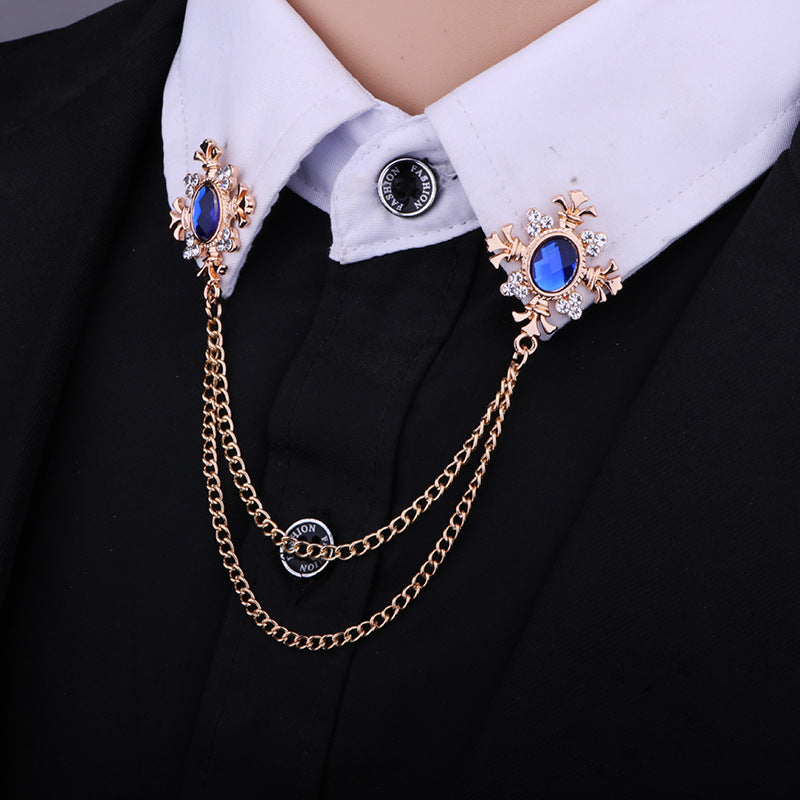 Gold cross pendant brooch with rhinestones