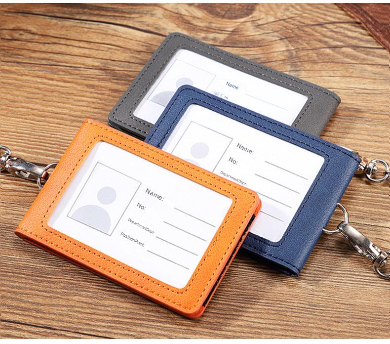 Close-up of ID badge holder with two card slots