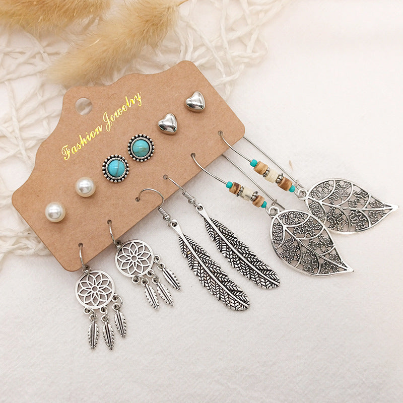 Elegant Bohemian Leaf Feather Dangle Earrings
