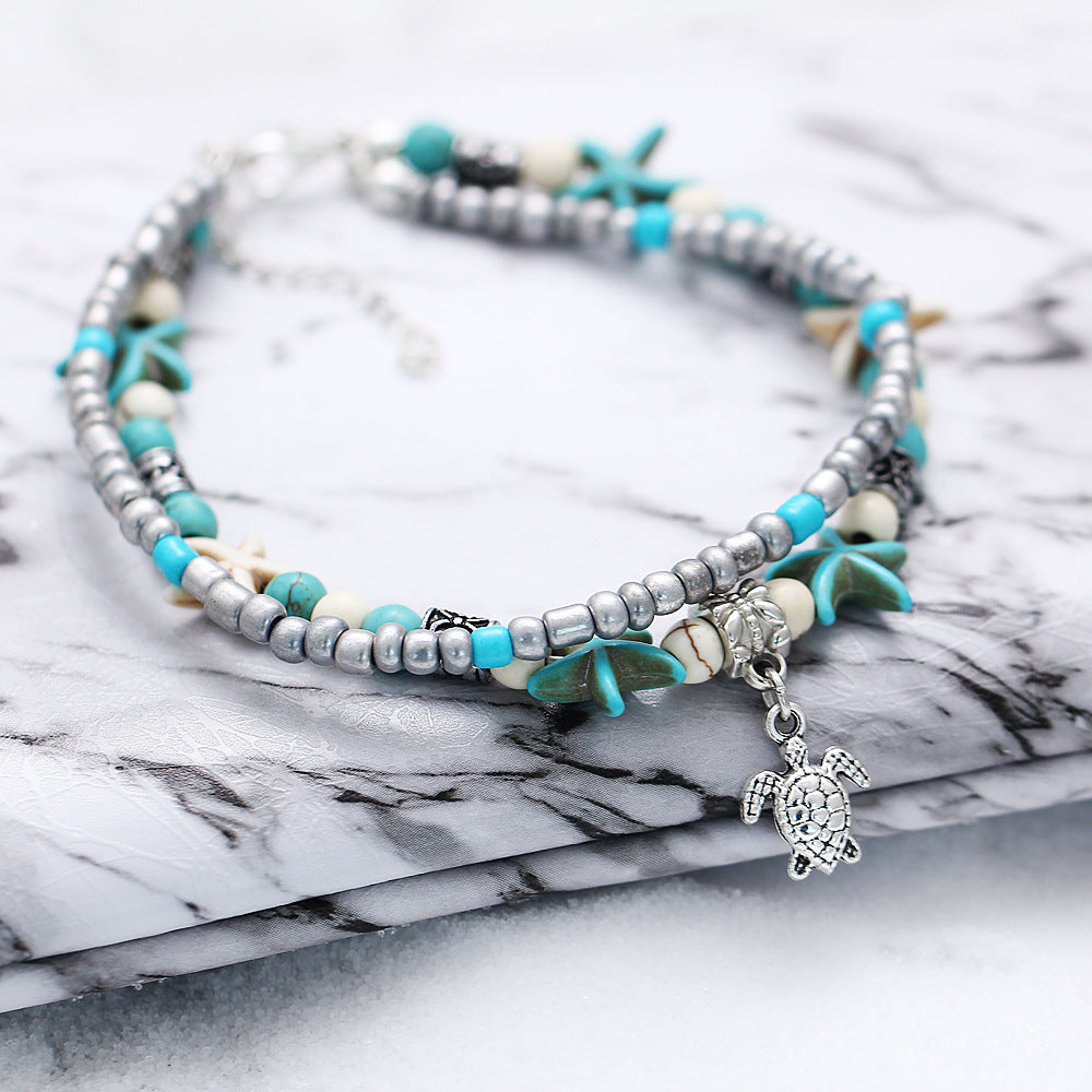 double layer anklet for beach lovers
