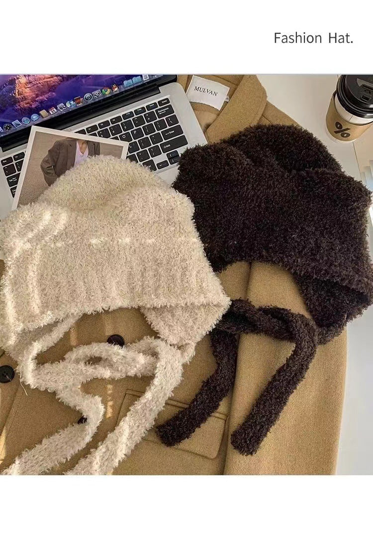 Cute bear ear plush winter hat image 1