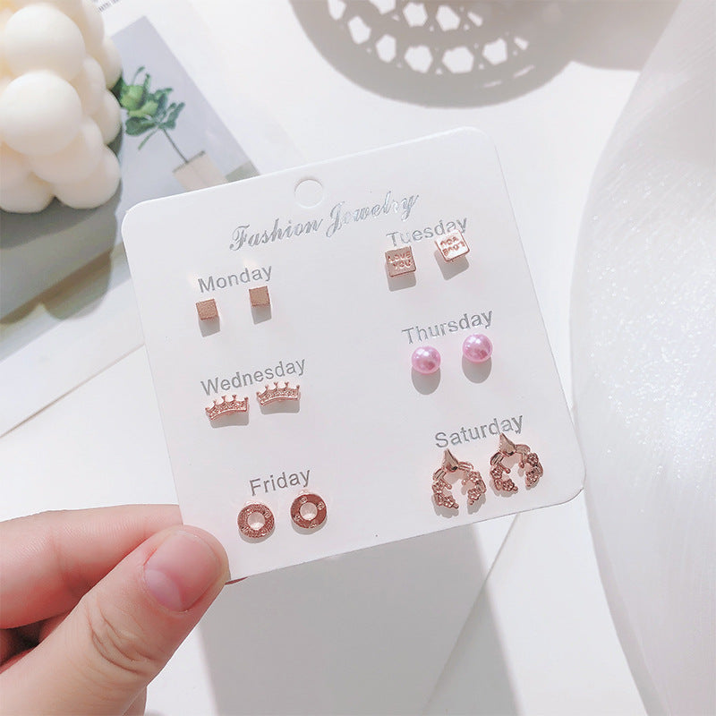 Korean pearl bow earrings image 1