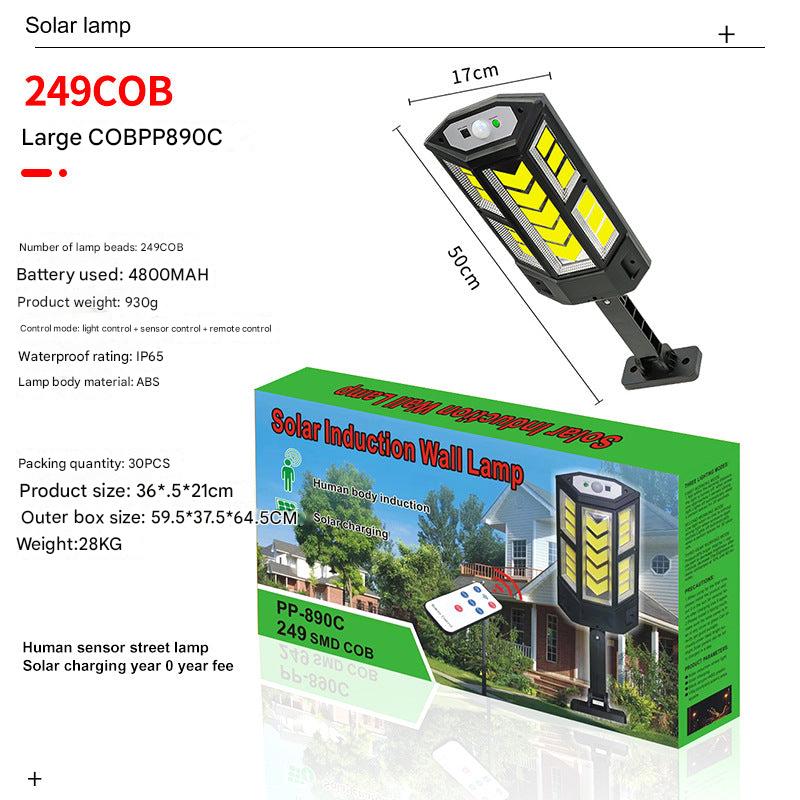 solar-powered LED garden light with motion sensor