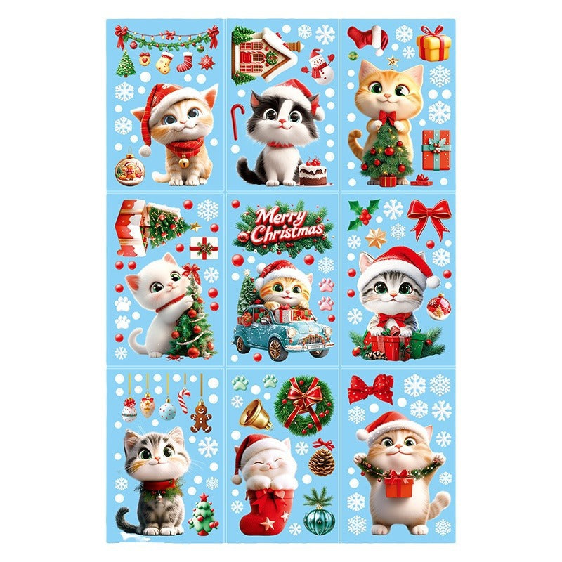 Christmas animal cat window sticker design 2