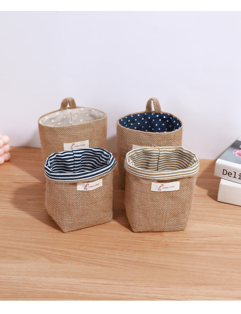 Mini wall-mounted storage pouch in yellow dots