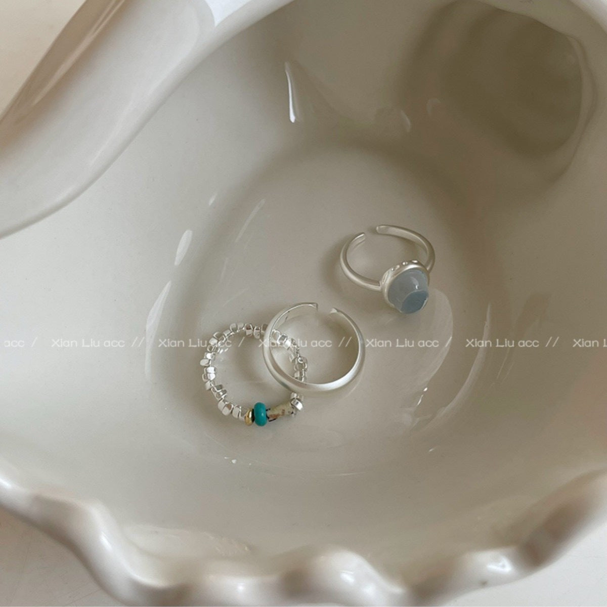 Chic Blue Tear Adjustable Ring for Women