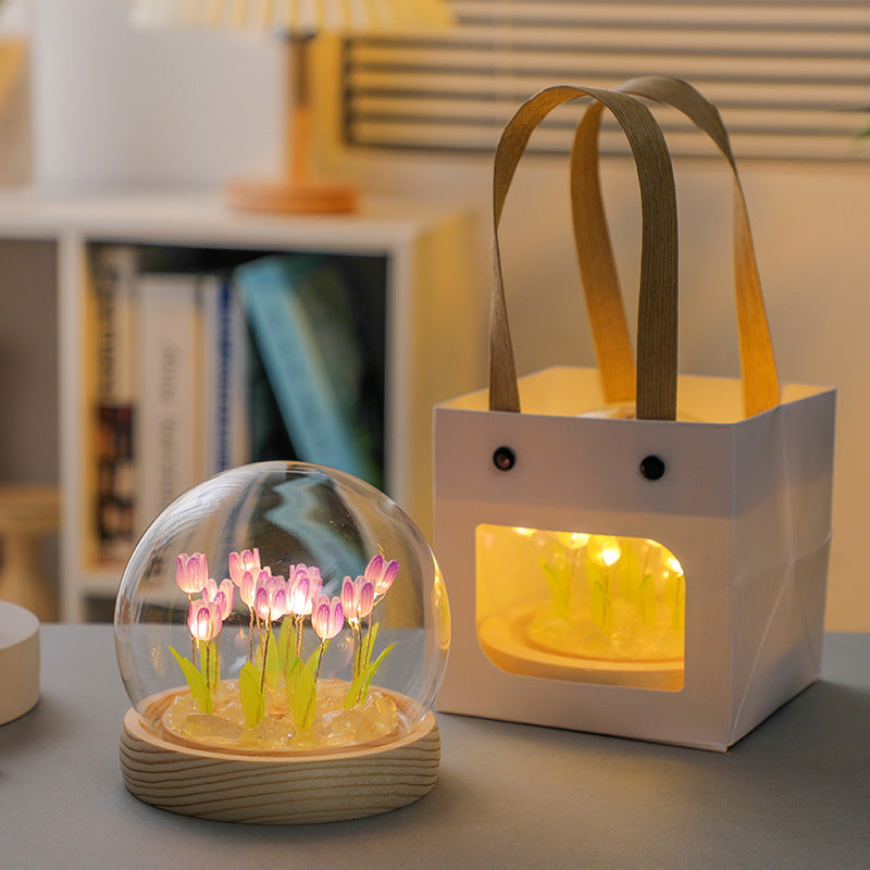 Creative tulip lamp glowing in the dark