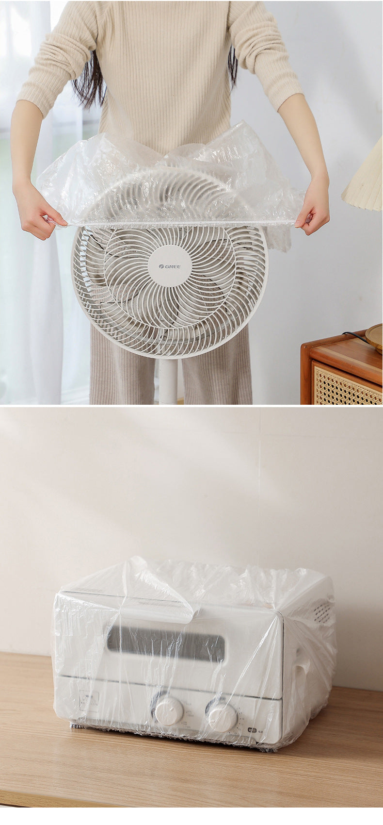 Kitchen appliance dust cover in use