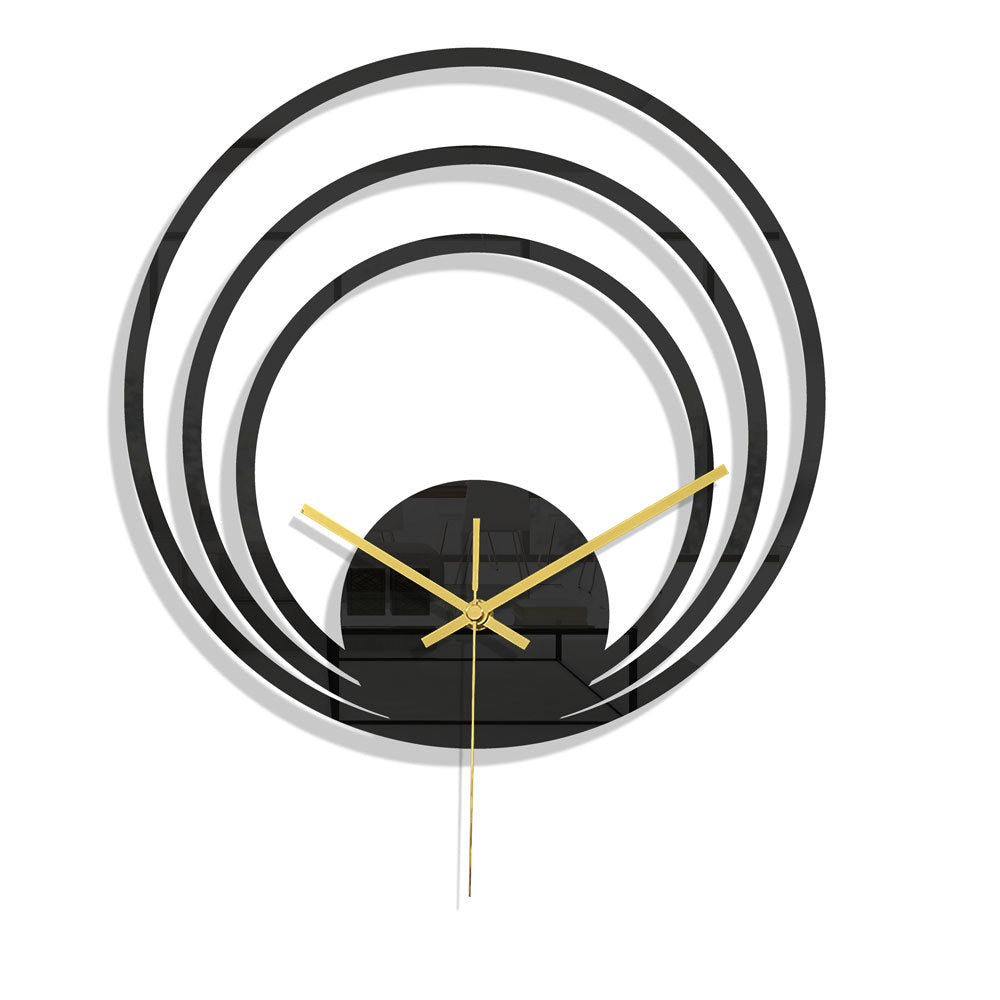 Elegant minimalist black wall clock with digital display