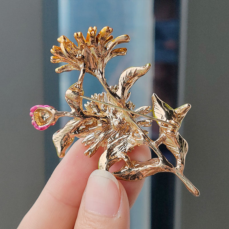 Vibrant Floral Enamel Brooch Pin Yellow