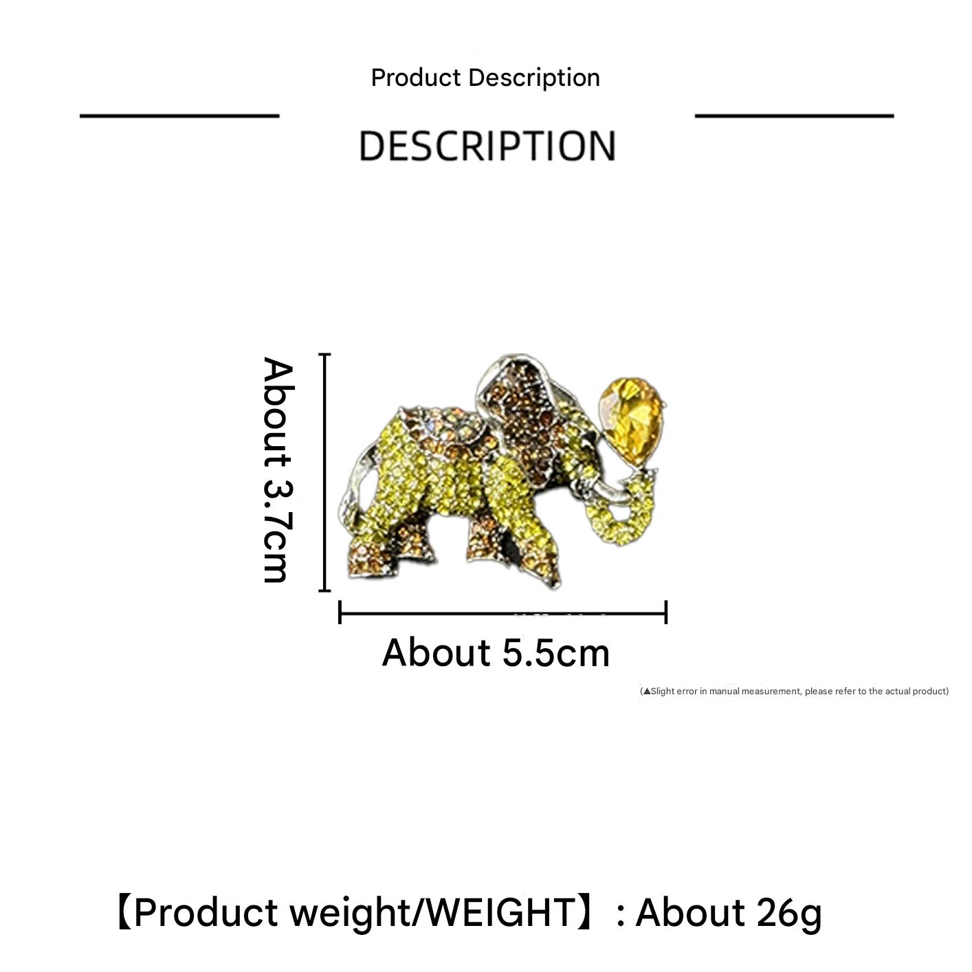 Elephant Brooch with Rhinestones in Blue