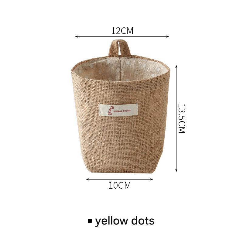 Mini wall-mounted storage pouch in yellow dots