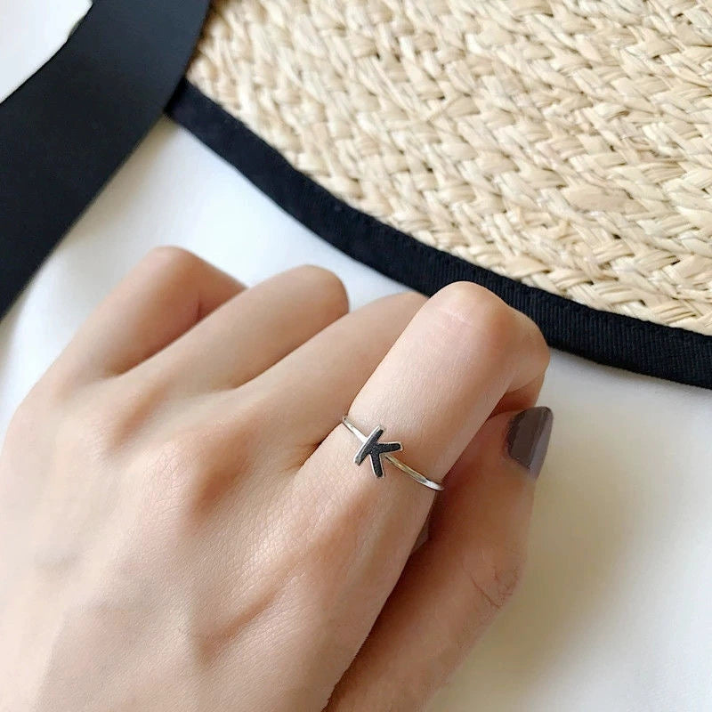Adjustable Silver Alphabet Ring 1