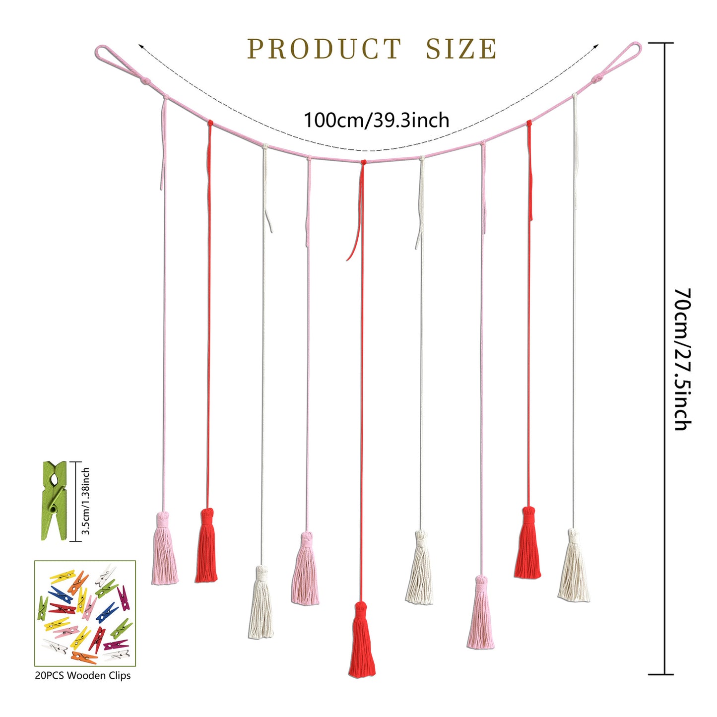 Wooden bead photo display hanging decor image 1