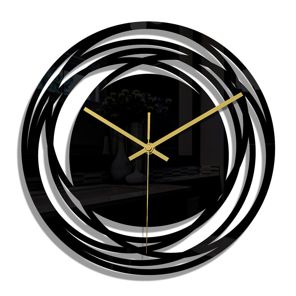 Stylish black acrylic round digital wall clock