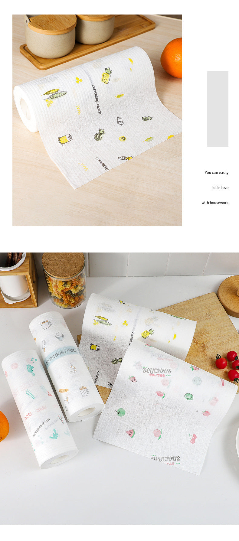 Convenient dual-use cleaning paper towels in action