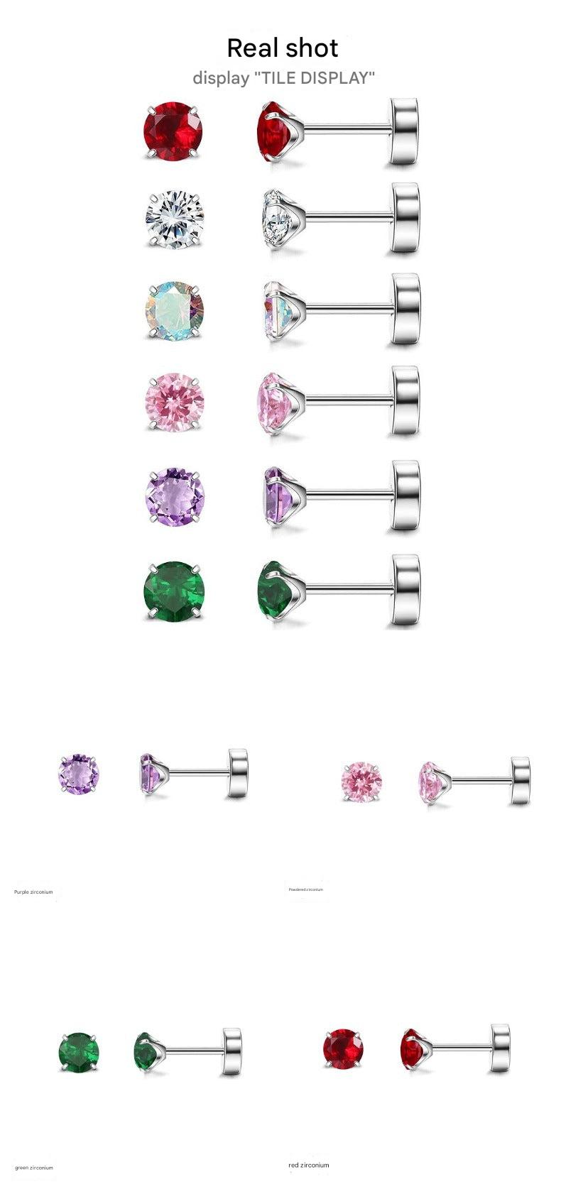 Geometric titanium steel stud earrings with zirconia - image 1