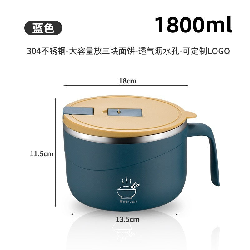 Large stainless steel bowl with lid for meals