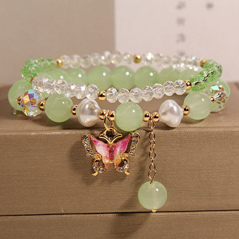 Cute Korean Style Crystal Butterfly Bracelet Image 1