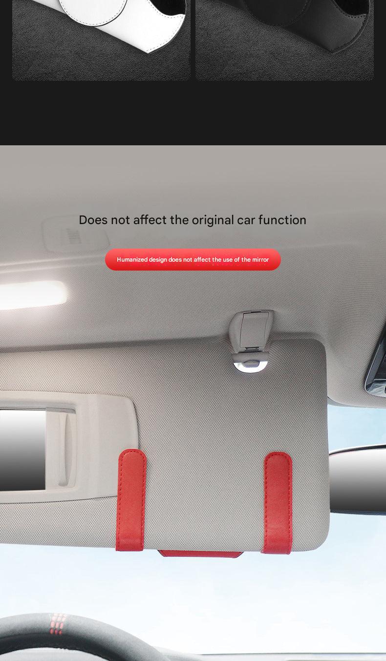 Organized car interior with sunglasses holder