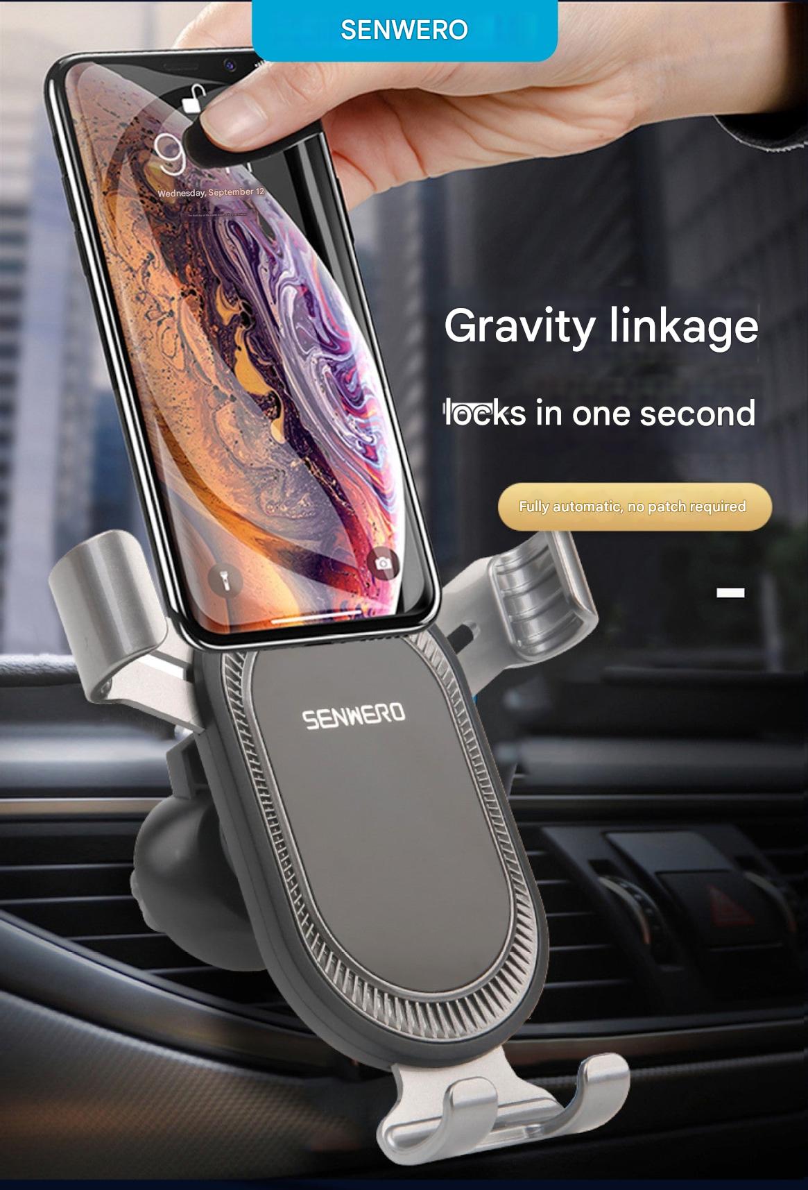 Universal car phone mount installed in car air vent