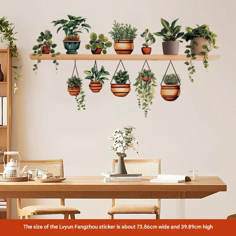 Green plant wall sticker for living room