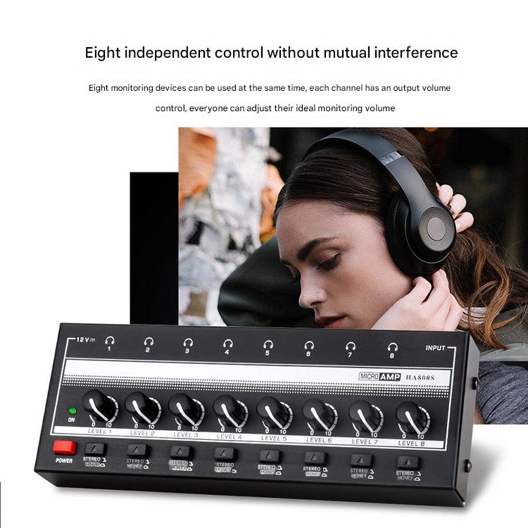 4-channel headphone amplifier on a desk