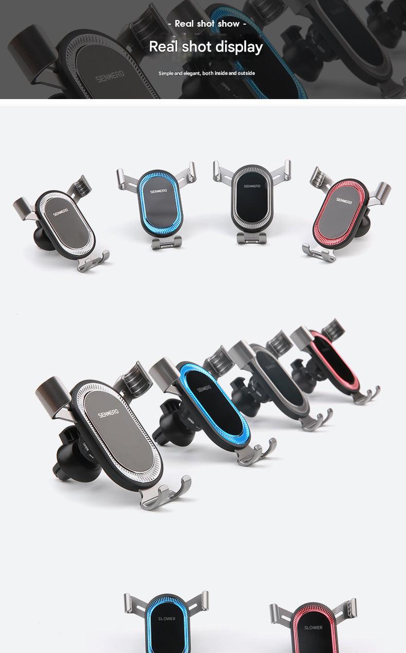 User interacting with smartphone in car mount