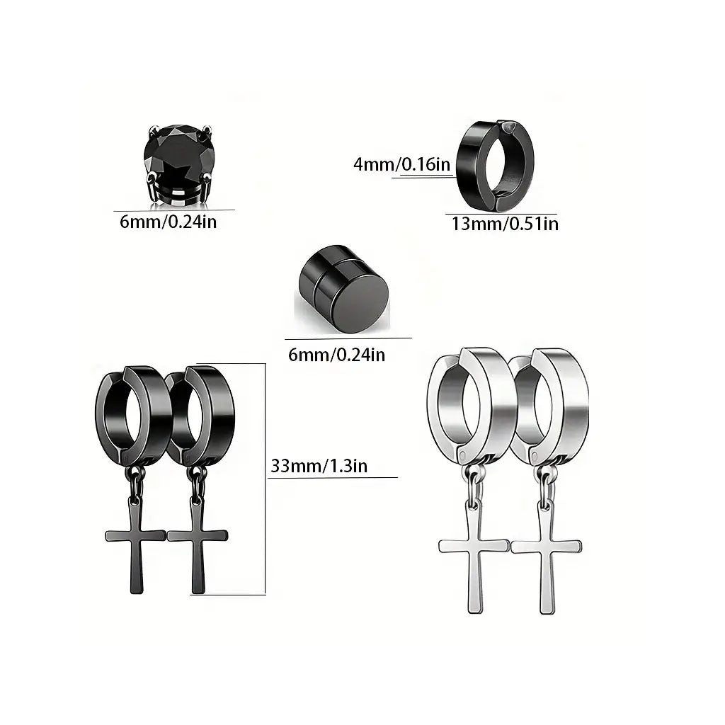 Titanium Steel Cross Zirconia Earring Image 3
