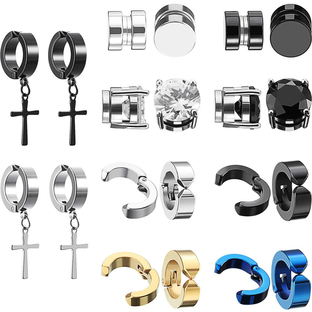 Titanium Steel Cross Zirconia Earring Image 6