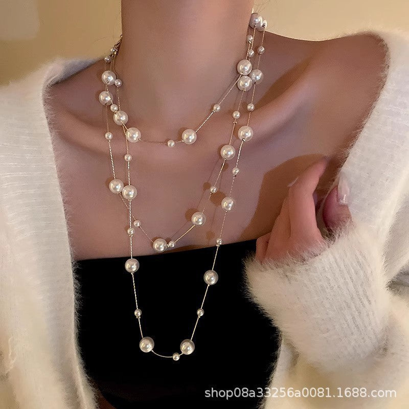 Chic Women's Silver Pearl Necklace Image 9