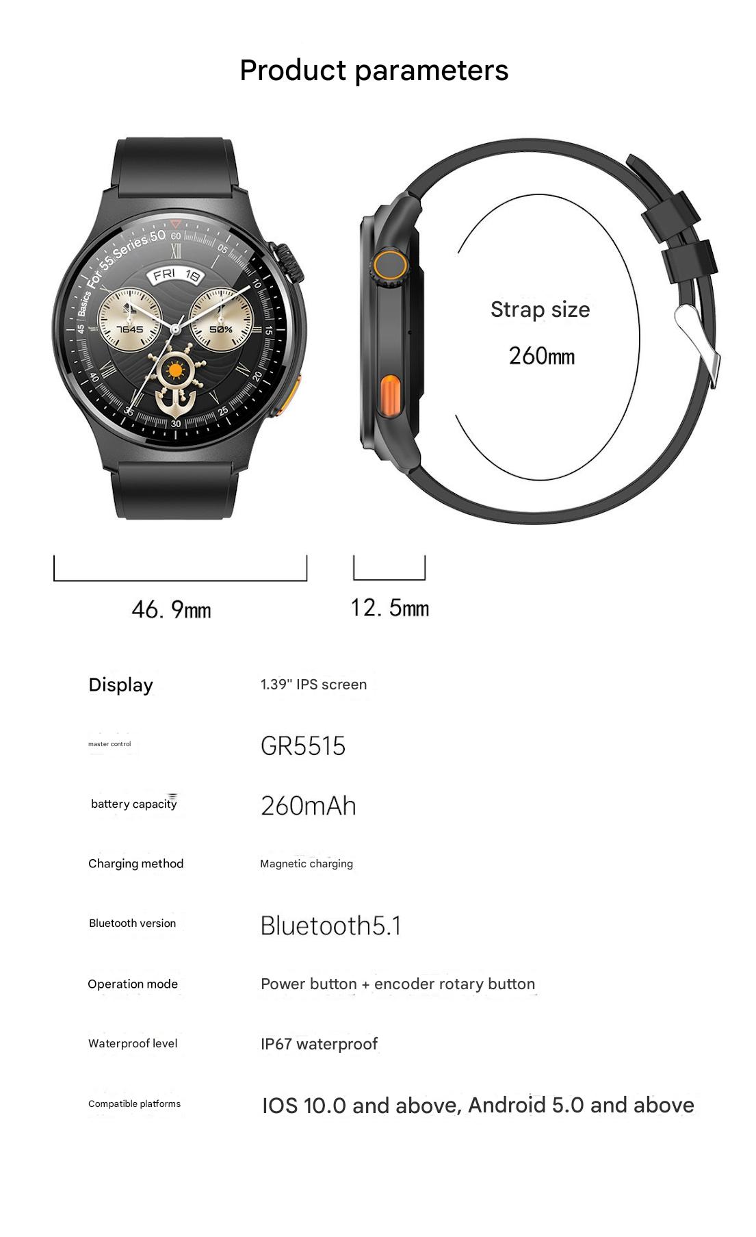 QW49 Smartwatch with ECG and PPG Bluetooth Call feature