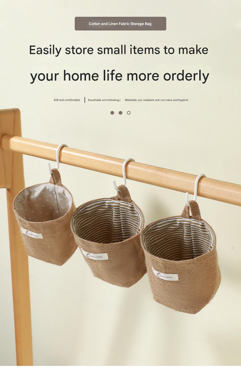 Mini wall-mounted storage pouch in yellow dots