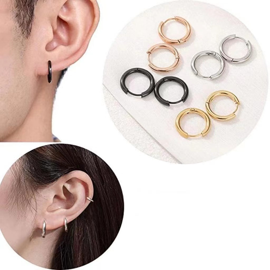 Stylish black stainless steel earring set for men