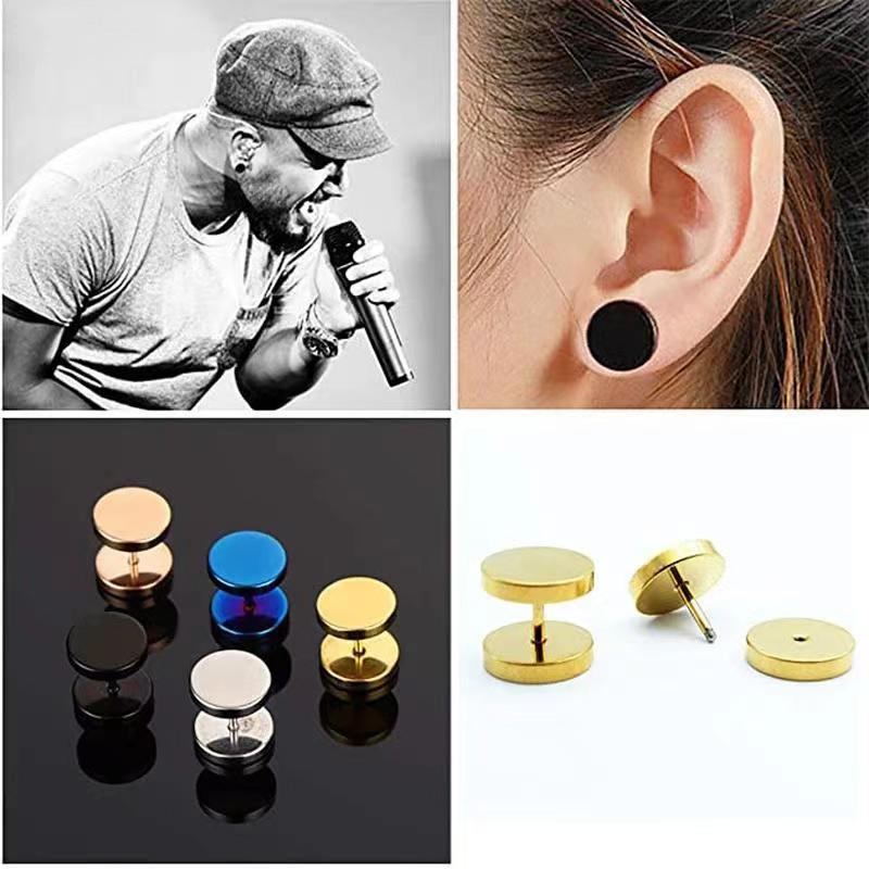 Geometric design stainless steel earrings for men