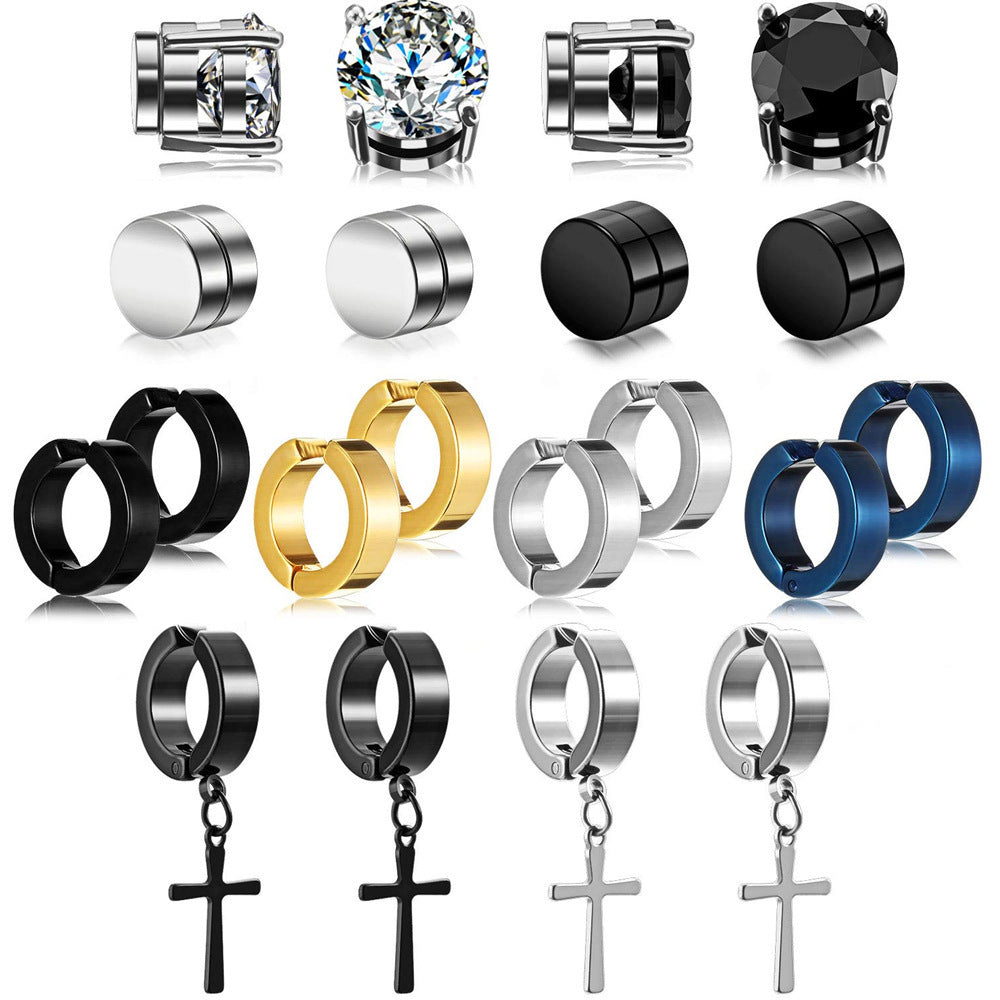 Titanium Steel Cross Zirconia Earring Image 5
