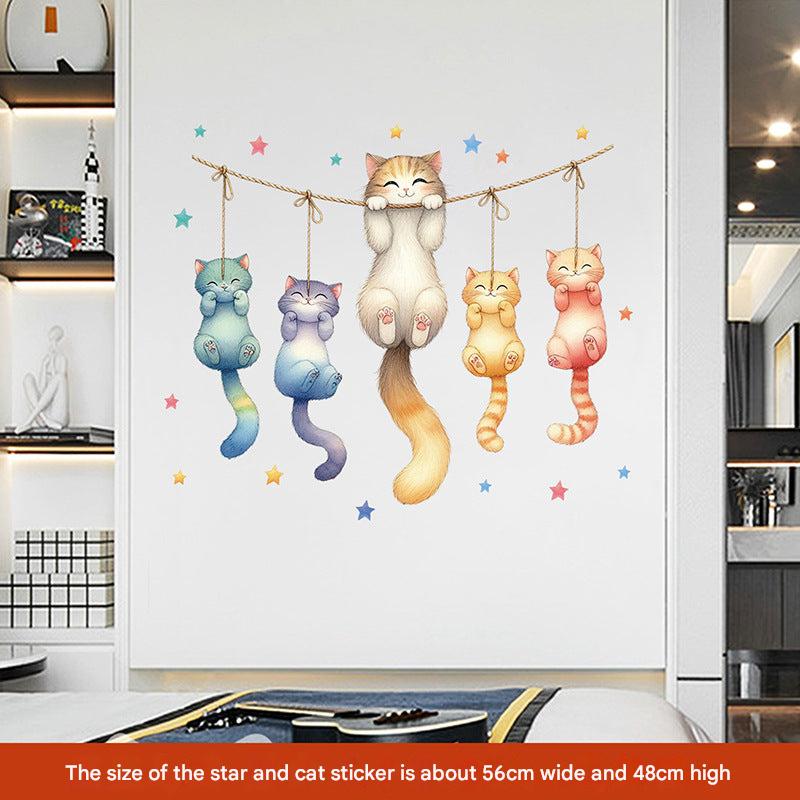Cute cat wall art sticker for kid's room