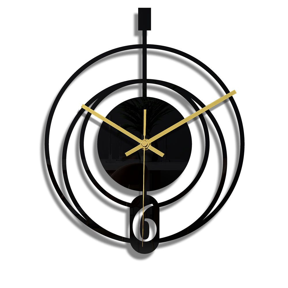Elegant minimalist black wall clock with digital display