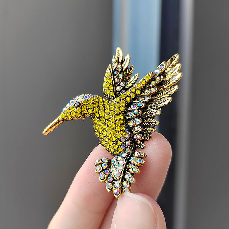 Elegant Rhinestone Hummingbird Brooch 1