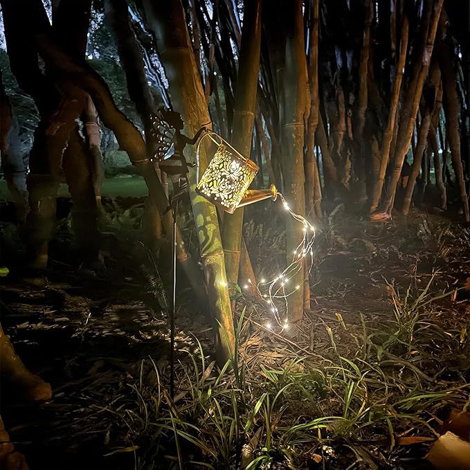 Plastic solar outdoor light in a garden