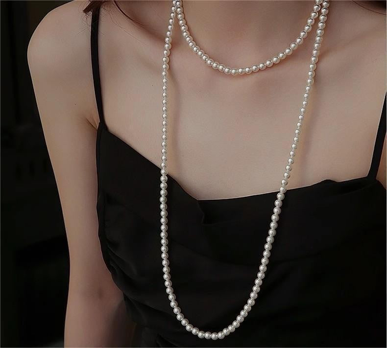 Chic Women's Silver Pearl Necklace Image 8
