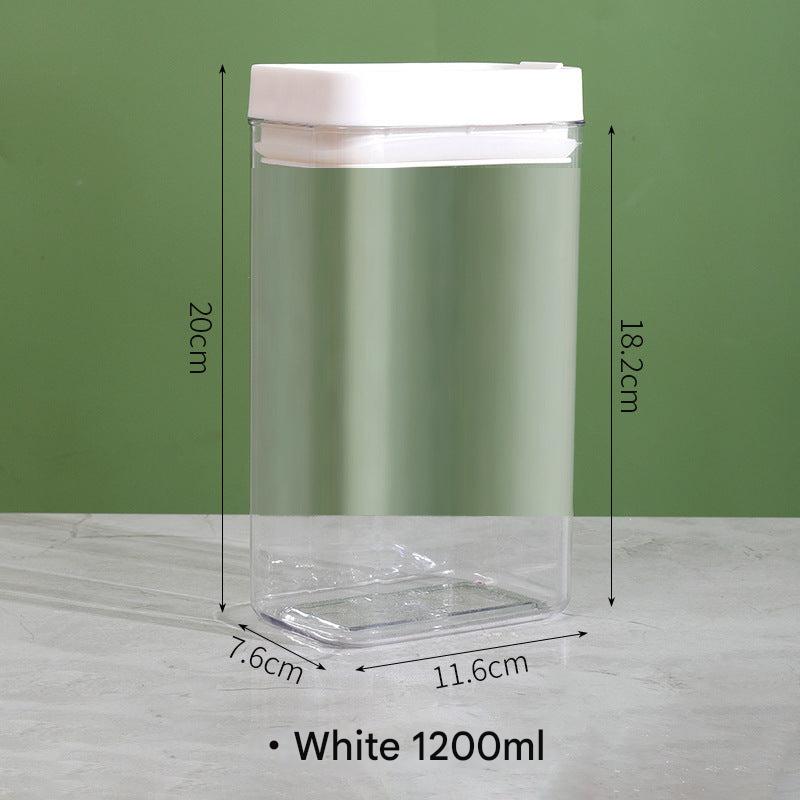 Multi-size food storage jars on countertop