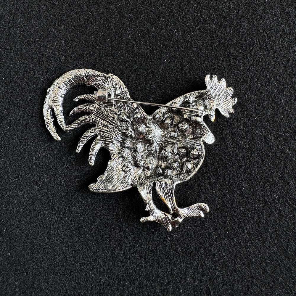Vintage Rooster Brooch Front View