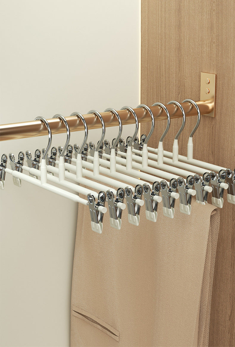 Multi-functional pants hanger with non-slip clips