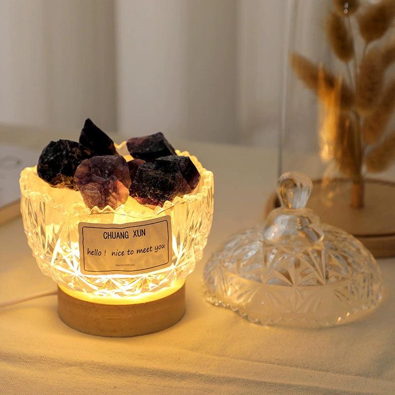 Natural Aroma Diffuser Crystal Stone Night Light Image 1