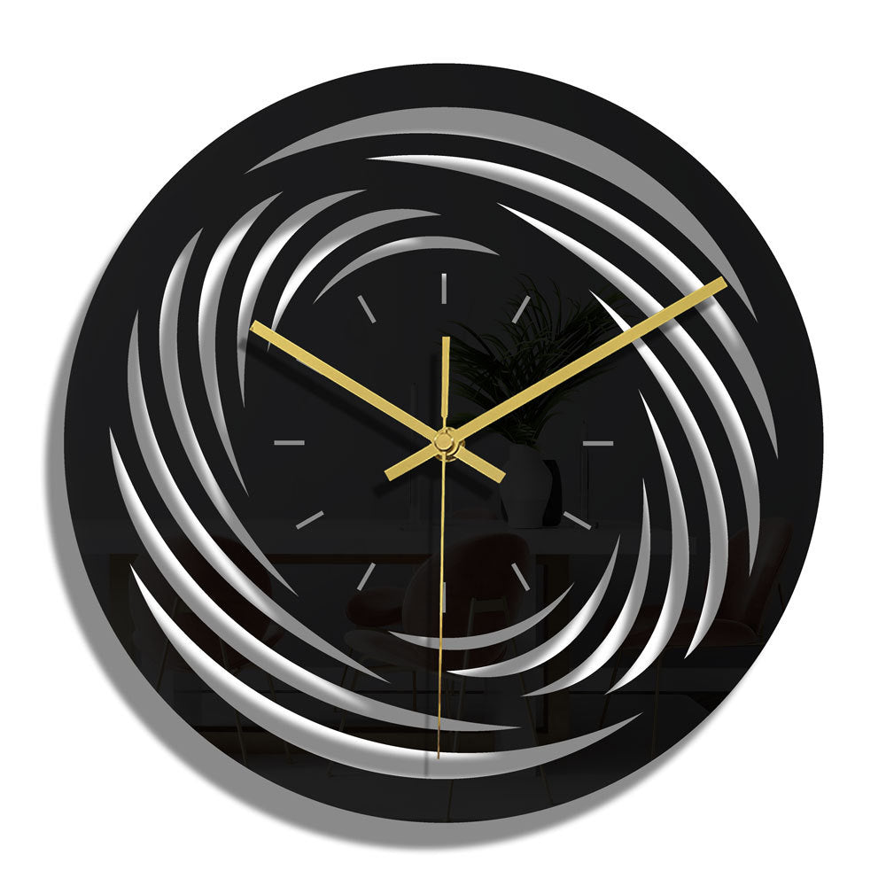 Elegant minimalist black wall clock with digital display