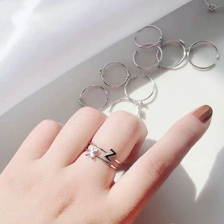Stylish couple wearing Alphabet Rings 3