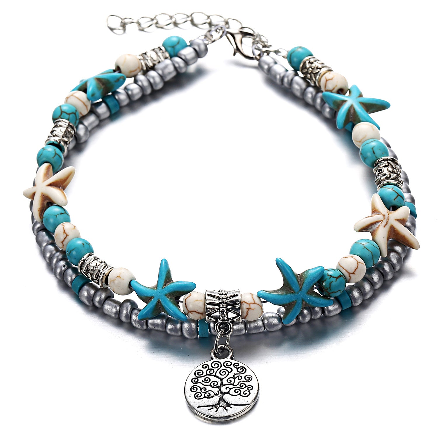 simple yoga anklet with star charms