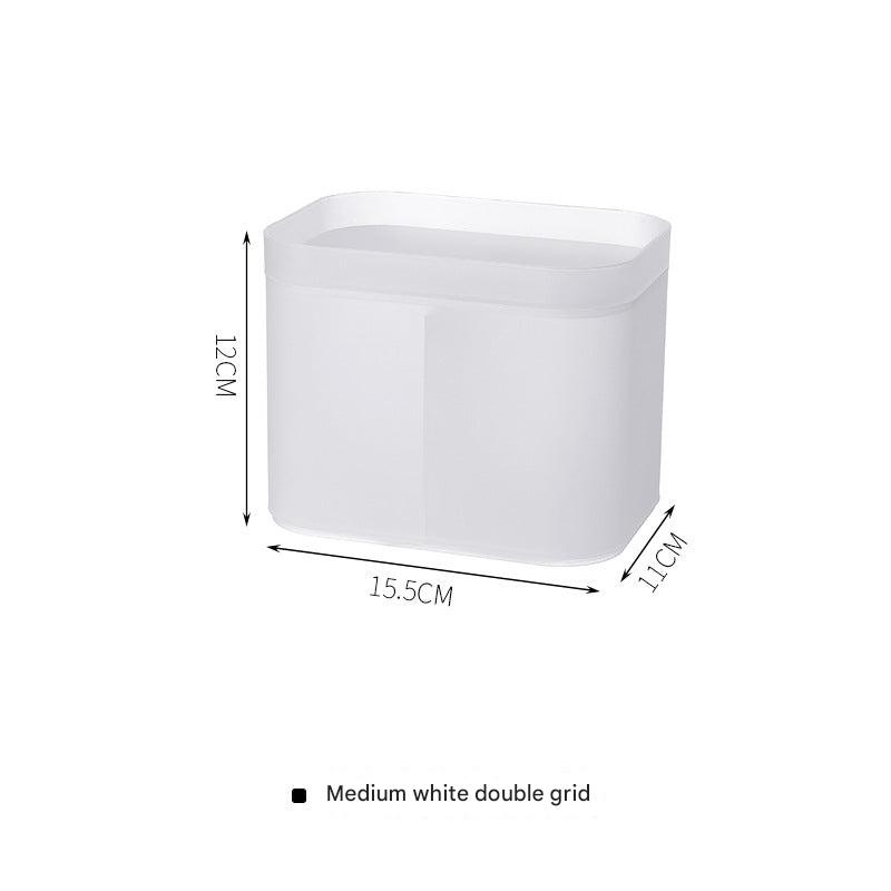 white desktop storage organizer with lid image 3