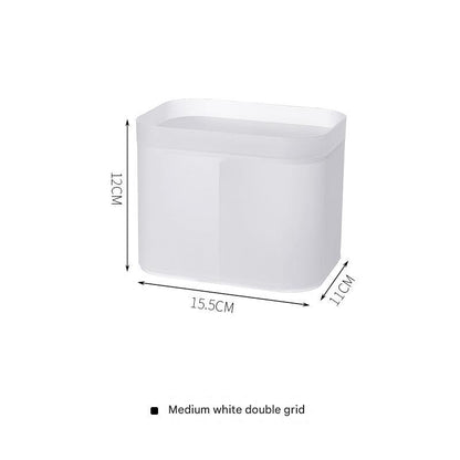 white desktop storage organizer with lid image 3